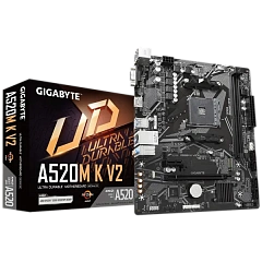 Матплата Gigabyte A520M K V2, AM4, mATX, 2DDR-4, 1xPCI-Ex16, 4SATA, 1xM.2, HDMI, 12USB