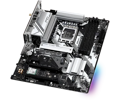 Матплата ASRock B760 Pro RS/D4 WiFi, iB760, S1700, mATX, 4DDR-4,2xPCI-Ex16,4SATA,2xM.2,HDMI,DP,13USB