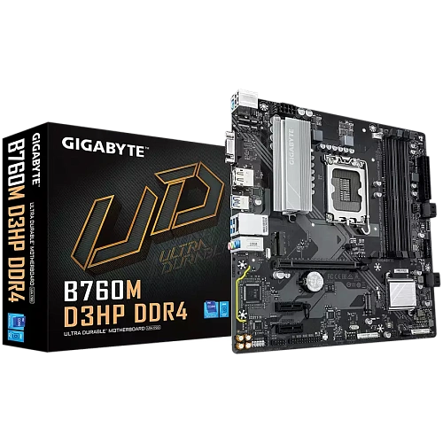GIGABYTE MB B760M D3HP DDR4 (LGA1700, 4x DDR4 128GB, 1x PCI-E 4.0 x16x16, 2x PCI-E 3.0 x1x1, 2x M.2 PCIe 4.0, 4x SATA, 2x USB 2.0, 1x DP, 1x HDMI, GbE LAN, mATX, Retail)