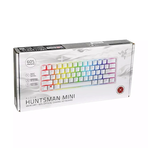 Клавиатура Razer Huntsman Mini, White, Gaming, Multimedia, Clicky Optical Switch, RGB-Backlight, USB