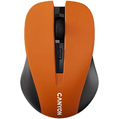 CNE-CMSW1O CANYON мышь, цвет - оранжевый, беспроводная 2.4 Гц, DPI 800/1000/1200 DPI, 3 кнопки и колесо прокрутки, прорезиненное покрытие