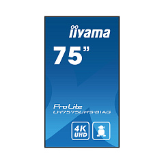 Монитор 75" iiyama ProLite LH7575UHS-B1AG,Black,IPS,3840x2160@60Hz,500кд/м2,1200:1,8ms,USB,3xHDMI,DP