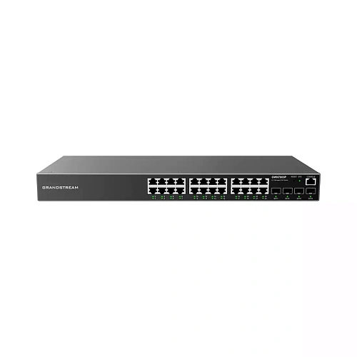 Switch 24 port Grandstream GWN7803P, 24x10/100/1000 Мбит/с, PoE, 4хSFP, Console RJ-45