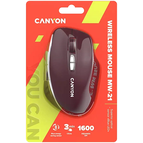 CANYON mouse MW-21 BlueLED 7buttons Wireless Burgundy Red
