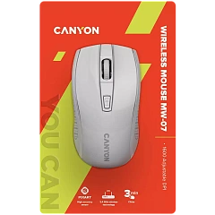 CANYON MW-7, 2.4Ghz wireless mouse, 6 buttons, DPI 800/1200/1600, with 1 AA battery ,size 110*60*37mm,58g,white