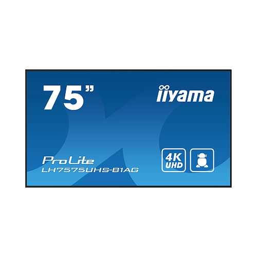 Монитор 75" iiyama ProLite LH7575UHS-B1AG,Black,IPS,3840x2160@60Hz,500кд/м2,1200:1,8ms,USB,3xHDMI,DP