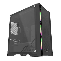 Корпус Wintek Andromeda D531-B TG, Midi Tower, m-ATX, Black, 1x2.5"/2x3.5", 3xUSB, RGB