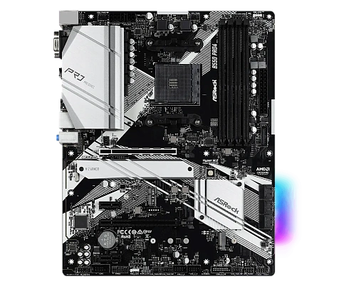 Матплата ASRock B550 Pro4, AM4, ATX, 4DDR-4, 2xPCI-Ex16, 6SATA, 2xM.2, VGA, HDMI, 12USB