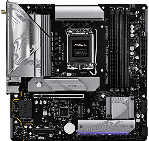 Материнская плата ASRock B860M LIVEMIXER WIFI LGA1851 4xDDR5 4xSATA 3xM.2 1xHDMI 1xThunderbolt4 1xPCIe5x16.0 1xPCIe4.0x16 21xUSB Wi-Fi ATX