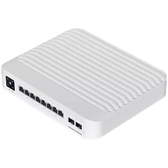 Ubiquiti USW-Pro-8-PoE-EU An 8-port, Layer 3 switch with PoE+ and PoE++ output. Can power devices with up to 120W, with a power consumption of 30W (Excluding PoE output)
