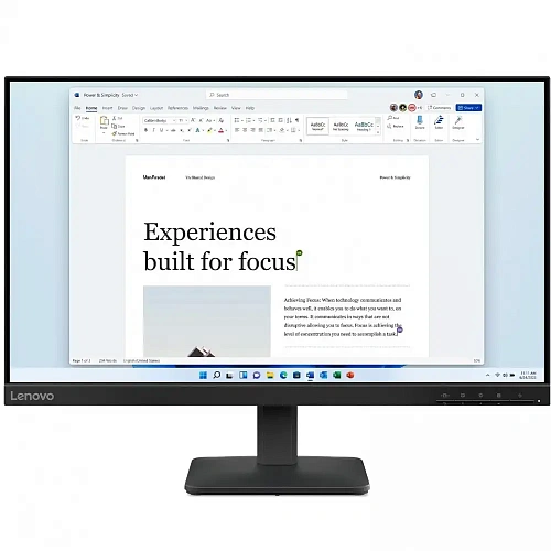 Монитор 23.8" Lenovo L24-4e, Black, IPS, 1920x1080@100Hz, 250кд/м, 1300:1, 6ms, VGA, HDMI