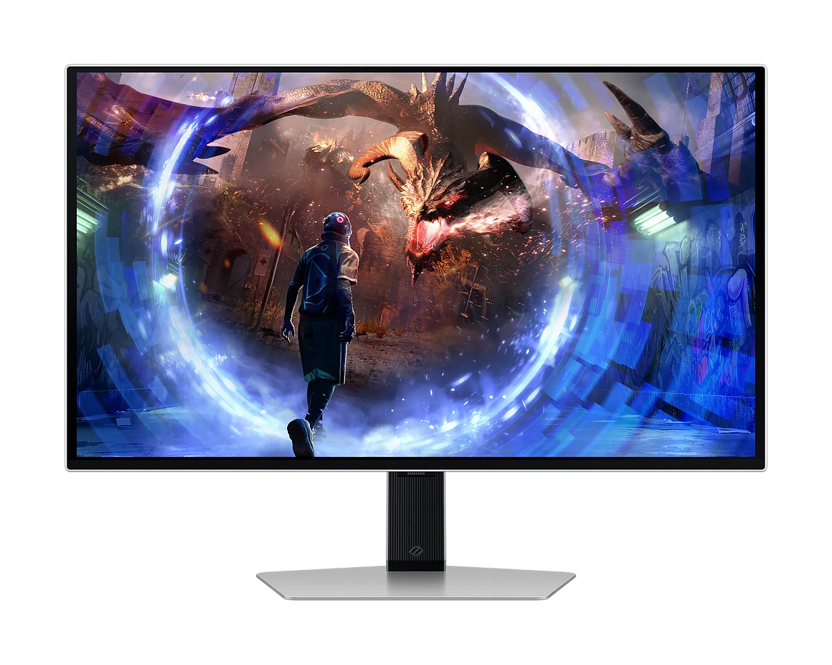 Игровой монитор Odyssey OLED G6 27" SAMSUNG LS27DG600SIXCI, OLED, 2560x1440 QHD, 360Hz 0,03мс, 250кд/м2, 1 000 000:1, HDR10+ Gaming, 2xHDMI 1xDP 2xUSB3.0, Регулируемый по высоте до 120мм, Поворот Экрана, Цвет: Черны-Серебряный с Подсветкой