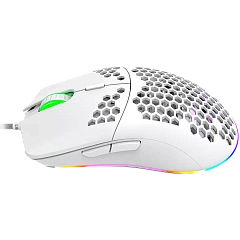 CANYON Puncher GM-11, Gaming Mouse with 7 programmable buttons, Pixart 3519 optical sensor, 4 levels of DPI and up to 4200, 5 million times key life, 1.65m Ultraweave cable, UPE feet and colorful RGB lights, White, size:128.5x67x37.5mm, 105g