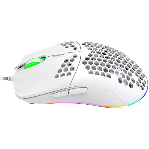 CANYON Puncher GM-11, Gaming Mouse with 7 programmable buttons, Pixart 3519 optical sensor, 4 levels of DPI and up to 4200, 5 million times key life, 1.65m Ultraweave cable, UPE feet and colorful RGB lights, White, size:128.5x67x37.5mm, 105g