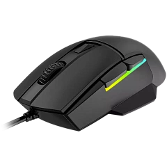 LORGAR Jetter 357, gaming mouse, Optical Gaming Mouse with 6 programmable buttons, Pixart ATG4090 sensor, DPI can be up to 8000, 30 million times key life, 1.8m PVC USB cable, Matt UV coating and RGB lights with 4 LED flowing mode, size:124.90*71.65*41.36