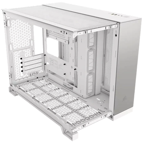 CORSAIR 2500X Micro ATX Dual Chamber PC Case - White/Satin Gray Aluminum