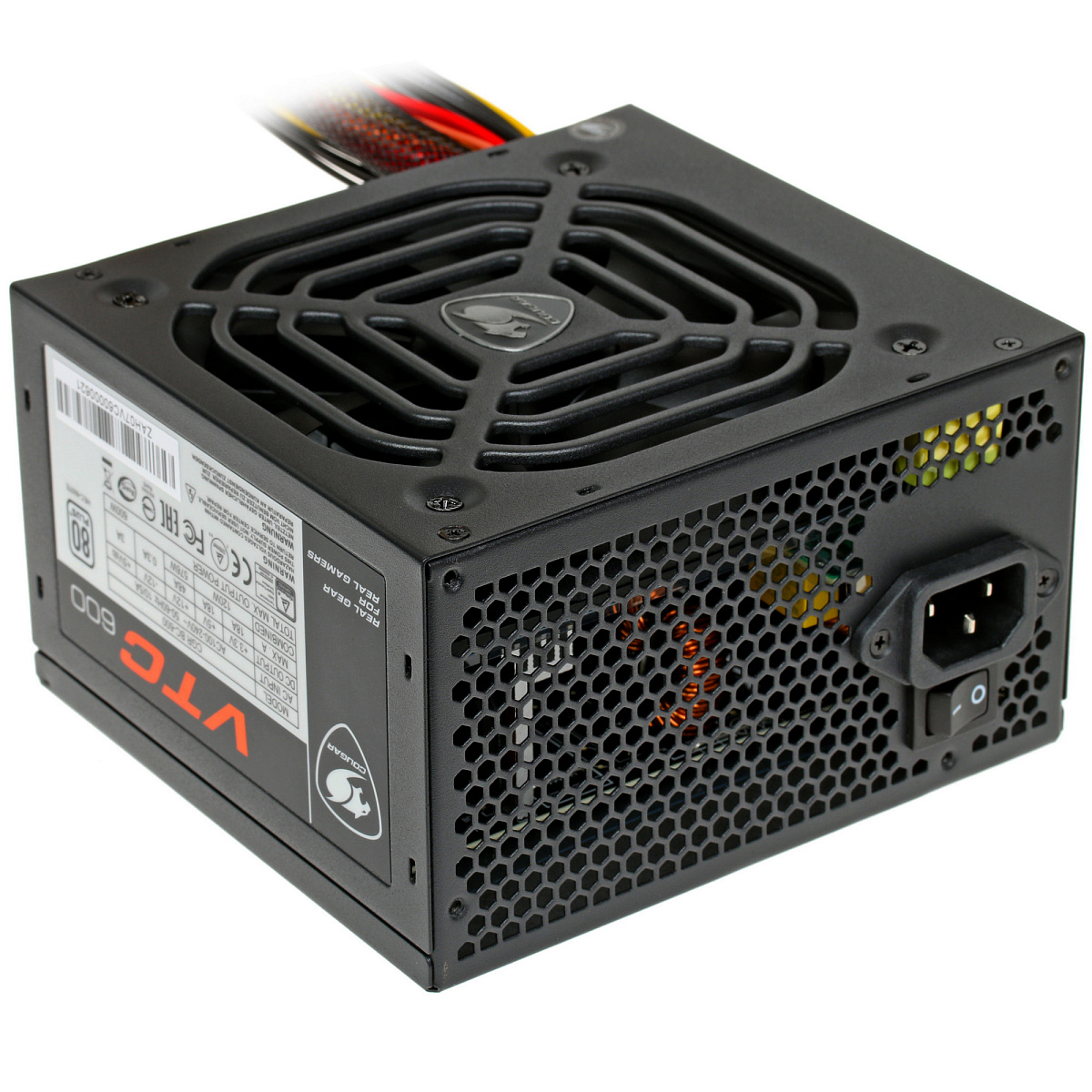 БП ATX 600W Cougar VTC600, 12sm fan, 20+4/24+4/24+8, 6SATA, 2molex, 2x6+2p PCI-E
