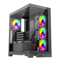 Корпус 1Stplayer MIKU Mi8-BK-3FBR-1FBC2, Midi Tower, m-ATX, Black, 3x3.5"/3x2.5", USB, USB-C
