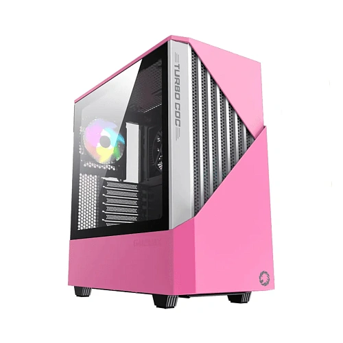 Корпус GameMax Contac Turbo COC(MFG.T806), Midi Tower, E-ATX, Pink-White, 2x3.5"/2x2.5", 2xUSB3.0