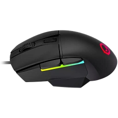 LORGAR Jetter 357, gaming mouse, Optical Gaming Mouse with 6 programmable buttons, Pixart ATG4090 sensor, DPI can be up to 8000, 30 million times key life, 1.8m PVC USB cable, Matt UV coating and RGB lights with 4 LED flowing mode, size:124.90*71.65*41.36
