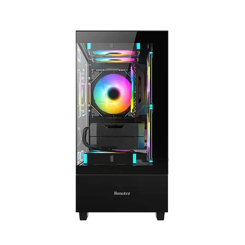 Корпус HuntKey G35, Midi Tower, m-ATX, m-ITX, Black, 1x3.5"/1x2.5", 2xUSB2.0, USB3.0