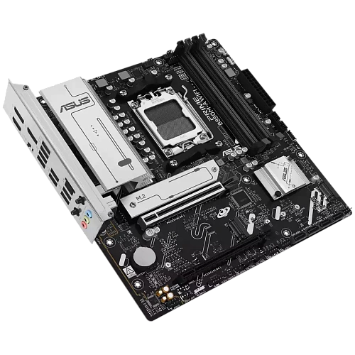 ASUS Main Desktop AMD Socket AM5 AMD B850 Chipset 4 x DIMM slots, max. 256GB 2 x DisplayPort 1 x HDMI port 1 x Wi-Fi module 3 x M.2 slots 4 x SATA mATX Form Factor
