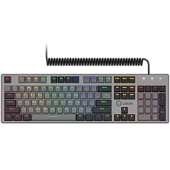 LORGAR Azar 514, Wired mechanical gaming keyboard, RGB backlight, 1680000 colour variations, 18 modes, keys number: 104, 50M clicks, linear dream switches, spring cable up to 3.4m, ABS plastic+metal, magnetic cover, 450*136*39mm, 1.17kg, black, EN+RU layo