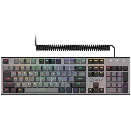 LORGAR Azar 514, Wired mechanical gaming keyboard, RGB backlight, 1680000 colour variations, 18 modes, keys number: 104, 50M clicks, linear dream switches, spring cable up to 3.4m, ABS plastic+metal, magnetic cover, 450*136*39mm, 1.17kg, black, EN+RU layo