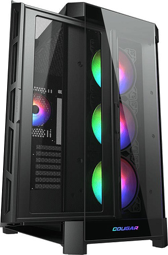 Корпус Cougar Duoface Pro RGB, Midi Tower, E-ATX, 2x3.5"/2x2.5" HDD ,4xUSB , Mic/Audio, Black, RGB