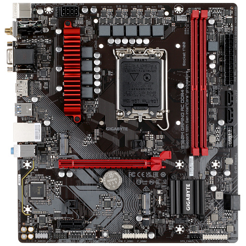 Матплата Gigabyte B760M Gam AC DDR4, iB760,S1700,mATX,2DDR-4,1xPCI-Ex16,4SATA,2xM.2,VGA,HDMI,DP,9USB