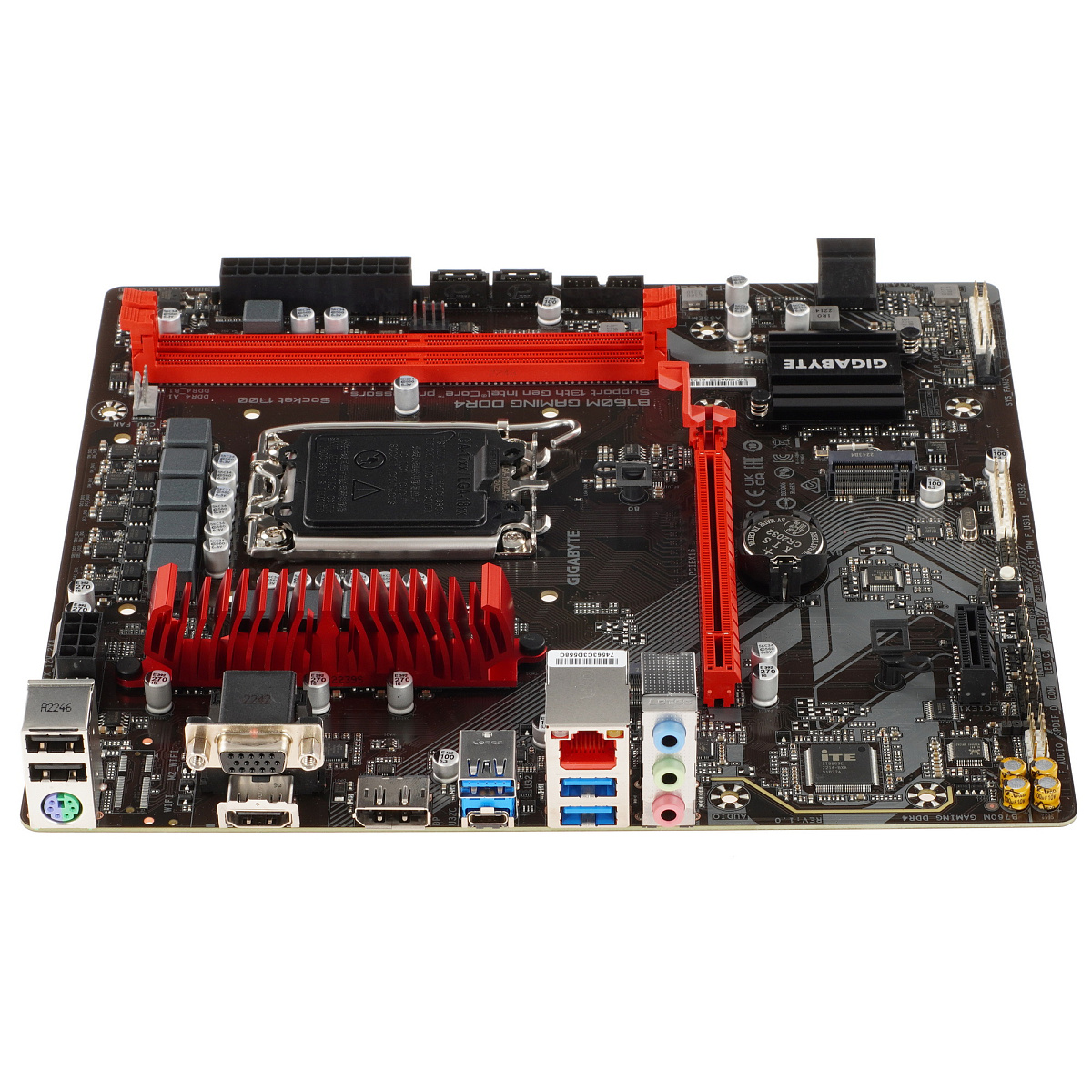 Матплата Gigabyte B760M Gaming DDR4, iB760,S1700,mATX,2DDR-4,1xPCI-Ex16,4SATA,2xM.2,VGA,HDMI,DP,9USB