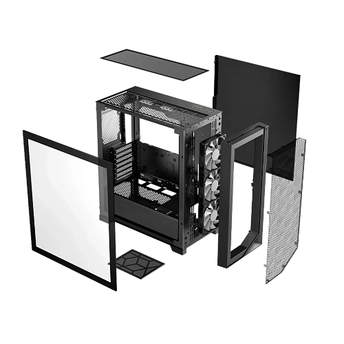 Корпус PCCooler C3D510 BK ARGB EATX/ATX/mATX/ITX 2x3.5", 2x2.5", USB3.0, 2xUSB2.0,  3xFAN ARGB included, Black