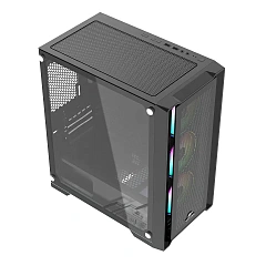Корпус Wintek Andromeda D531-B TG, Midi Tower, m-ATX, Black, 1x2.5"/2x3.5", 3xUSB, RGB