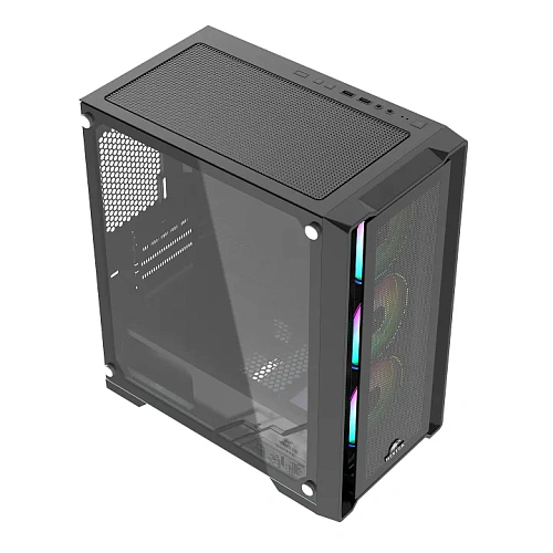 Корпус Wintek Andromeda D531-B TG, Midi Tower, m-ATX, Black, 1x2.5"/2x3.5", 3xUSB, RGB