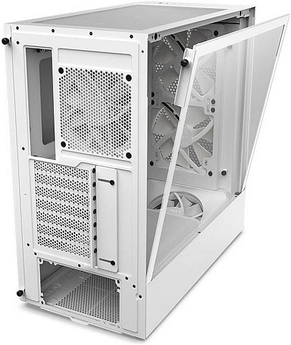 Корпус NZXT H5 Flow RGB, Midi Tower, ATX, m-ATX, White, 1x3.5"/1x2.5", USB3.2, USB-C