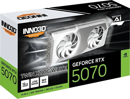 Видеокарта Inno3D GeForce RTX5070 TWIN X2 OC White, 12G GDDR7 192-bit HDMI 3xDP N50702-12D7X-195064W
