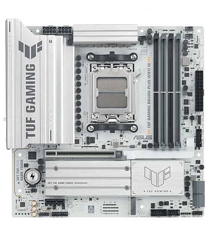 Матплата Asus TUF Gaming B850M-Plus WiFi7 W, AM5, mATX, 4DDR-5, 1xPCI-Ex16,4SATA,3xM.2,HDMI,DP,11USB
