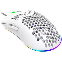 CANYON Puncher GM-11, Gaming Mouse with 7 programmable buttons, Pixart 3519 optical sensor, 4 levels of DPI and up to 4200, 5 million times key life, 1.65m Ultraweave cable, UPE feet and colorful RGB lights, White, size:128.5x67x37.5mm, 105g
