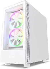 Корпус NZXT H5 Elite, Midi Tower, ATX, m-ATX, White, 1х3.5"/2х2.5", USB3.2, USB-C