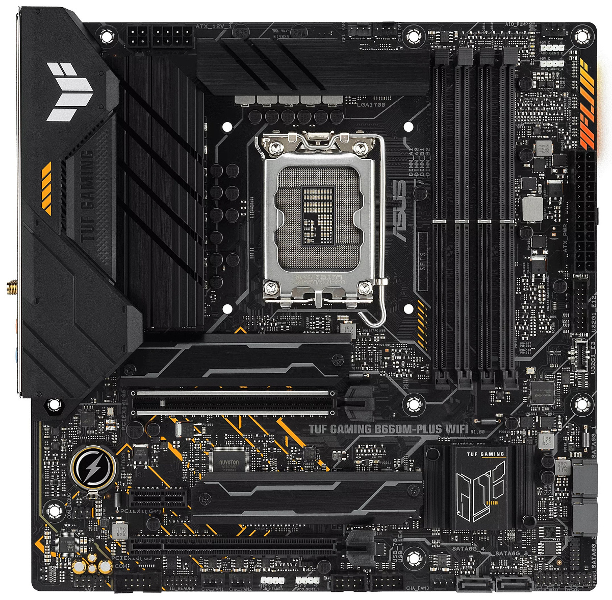 Материнская плата ASUS TUF GAMING B660M-PLUS WIFI, LGA1700 4xDDR5 4xSATA3 RAID 2xM.2 HDMI DP mATX