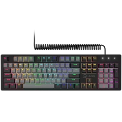 LORGAR Azar 514, Wired mechanical gaming keyboard, RGB backlight, 1680000 colour variations, 18 modes, keys number: 104, 50M clicks, linear dream switches, spring cable up to 3.4m, ABS plastic+metal, magnetic cover, 450*136*39mm, 1.17kg, black, EN+RU layo