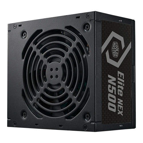 Блок питания CoolerMaster Elite NEX N500 230V Active PFC КПД > 75% 200-240V. Надежный выбор для обычного пользователя ПК. Входящий в комплект 120-мм тихий вентилятор, MPW-5001-ACBN-BEU