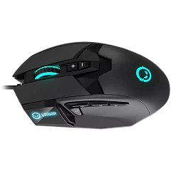 LORGAR Stricter 579, gaming mouse, 9 programmable buttons, Pixart PMW3336 sensor, DPI up to 12 000, 50 million clicks buttons lifespan, 2 switches, built-in display, 1.8m USB soft silicone cable, Matt UV coating with glossy parts and RGB lights with 4 LED