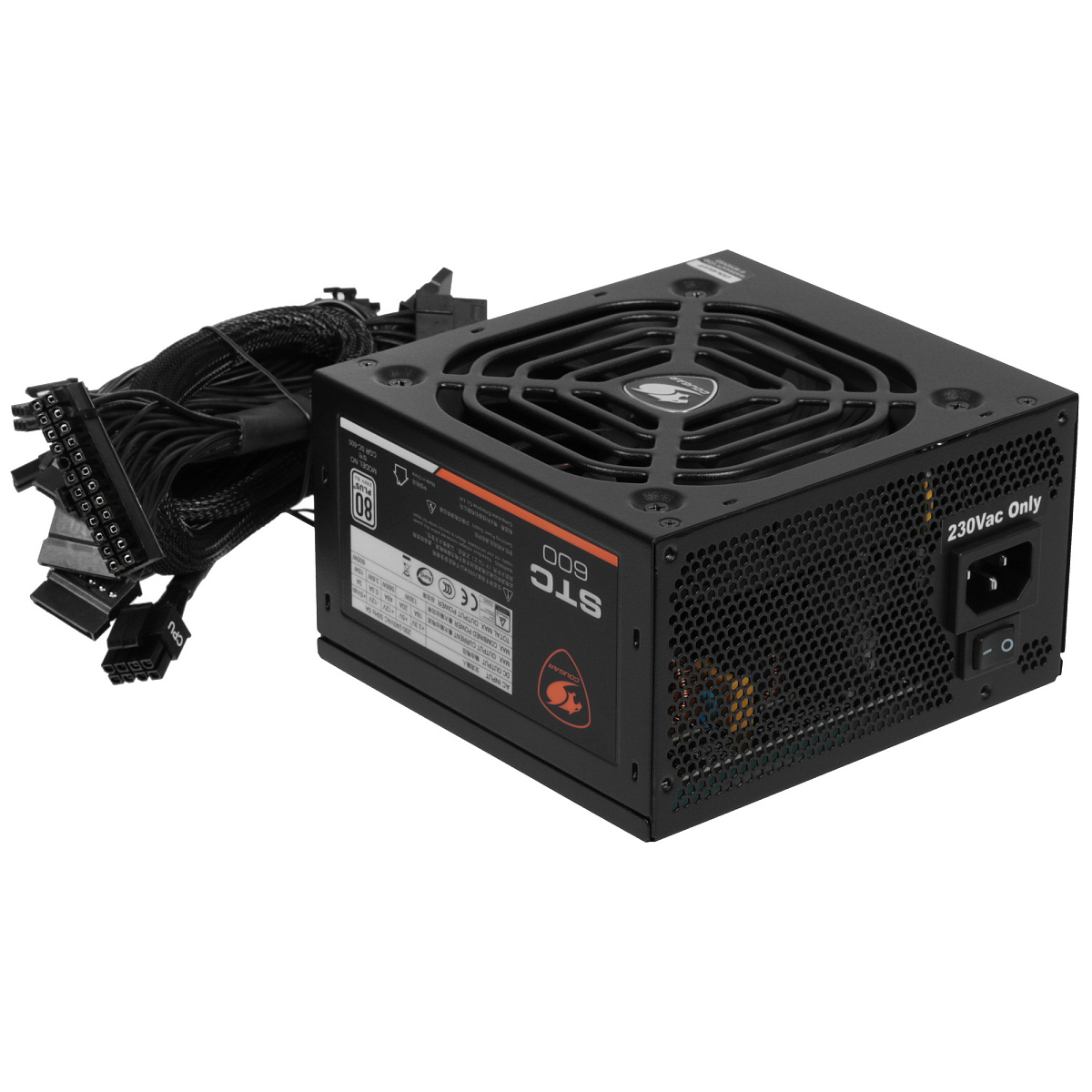 БП ATX 600W Cougar STC600, 80 Plus, 20+4/24+4/20+4+8/24+8, 12сm, 2x6+2p PCI-E