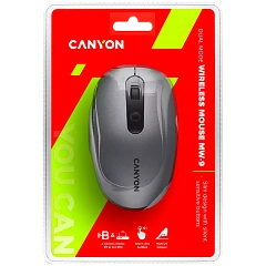 CANYON MW-9, 2 in 1 Wireless optical mouse with 6 buttons, DPI 800/1000/1200/1500, 2 mode(BT/ 2.4GHz), Battery AA*1pcs, Grey, 65.4*112.25*32.3mm, 0.092kg