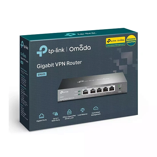 Маршрутизатор TP-Link/ER605 Multi-WAN Omada Router/5 port 1xWAN;2xWAN/LAN;2xLAN(1GbE Base-T)