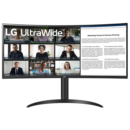 Монитор жидкокристаллический LG 34WR55QK-B.ARUZ 34'' 21:9 3440x1440(UWQHD) VA, Curved, nonGLARE, nonTOUCH, 100 Hz, 300 cd/m2, 5ms, HDMI, DP, USB-C,USB-A. Black