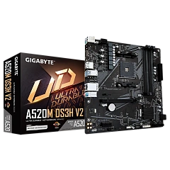 Матплата Gigabyte A520M DS3H V2, AM4, mATX, 4DDR-4, 1xPCI-Ex16, 4SATA, 1xM.2, HDMI, DP, 12USB