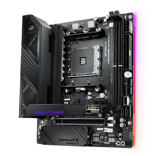 Матплата Asus ROG Crosshair VIII Impact, AM4, mDTX, 2DDR-4, 1xPCI-Ex16, 4SATA, 2xM.2, 13USB