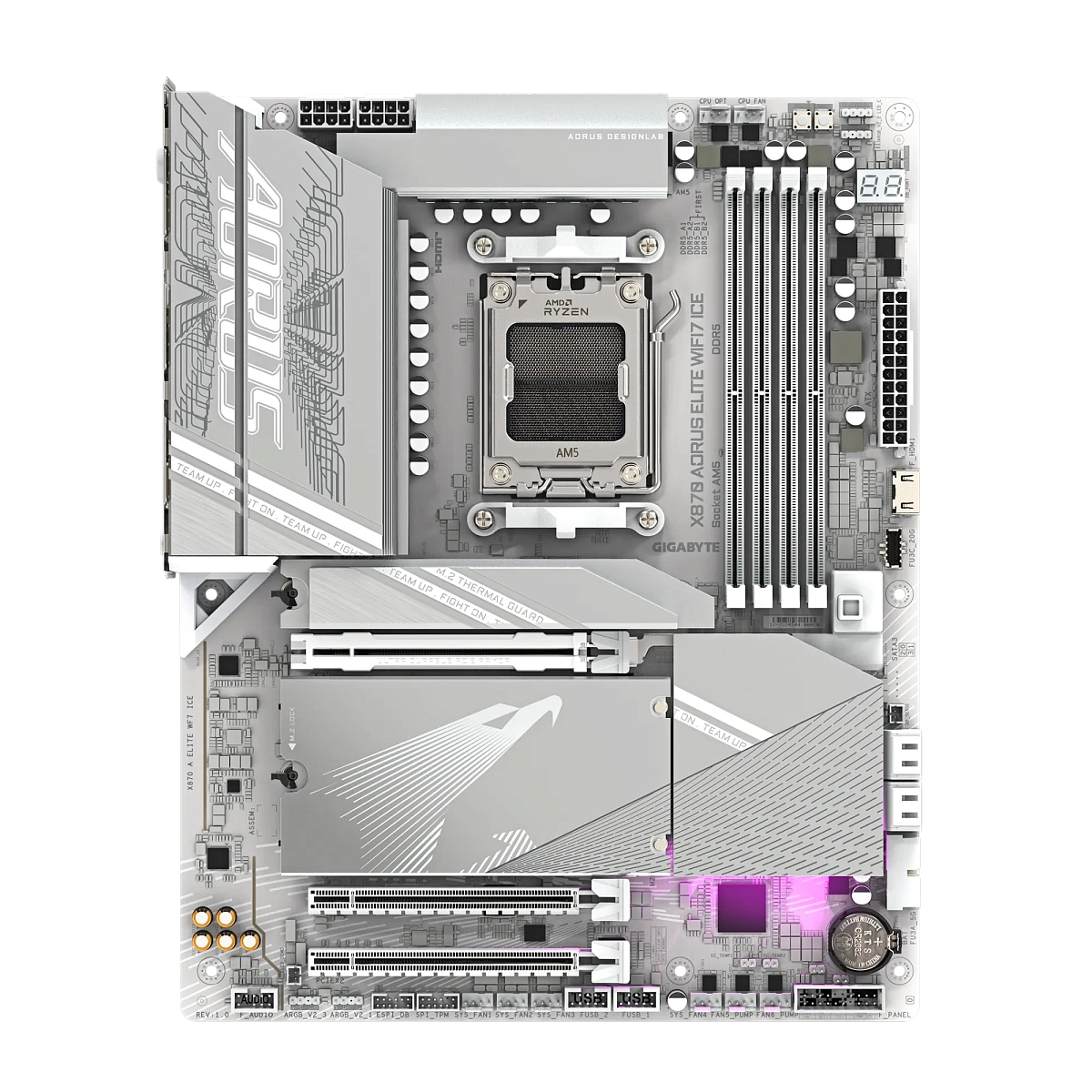 Матплата Gigabyte X870 Aorus Elite WiFi7 ICE, AM5, ATX, 4DDR-5, 3хPCI-Ex16, 4SATA, 4xM.2, HDMI,19USB
